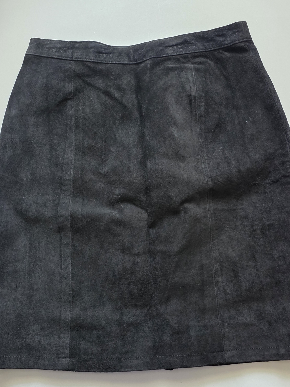 Structured Black Suede  Skirt